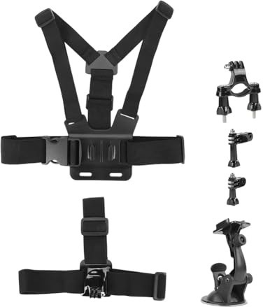 Chenglanhsjg Universal Motion Camera Accessories Kit for Action Cameras, with Suction Cup Mount, Chest Strap, J-Hook, for Cycling, Climbing, Diving, Lightweight and Portable