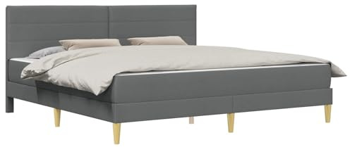 vidaXL Bettrahmen Dunkelgrau 200 x 200 cm Polyester, Modernes Schlafzimmer-Setup, langlebiges Bettgestell, rechteckige Schaumstoffmatratze, stilvolle Moderne Möbel, bequemer Schlaf