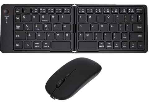 Diyeeni Set Pieghevole con Tastiera e Mouse Bluetooth per Tablet e Telefono Portatile (BLACK)