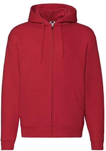 Fruit of the Loom Mens Zip Through Hooded Sweatshirt/Hoodie (2XL) (Red)