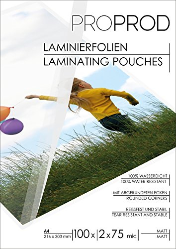 ProProd - Laminierfolien / Laminiertaschen - A4 2x75/80 Mikron - 100 Stück - Matt