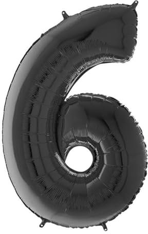 Grabo XXL Riesen Zahlen Folienballon 102 cm (40) Farbauswahl – Perfekte Deko für Geburtstage, Jubiläen & Feiern – Happy Birthday Party-Highlight - für Helium und Luft! Wiederverwendbar! (Schwarz, 6)