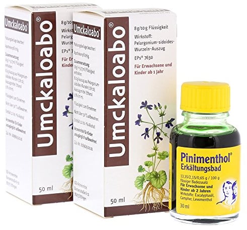 Umckaloabo Doppelpack + Pinimenthol Erkältungsbad 2x 50ml + 30ml | Bekämpft die Infekt-Erreger, löst zähen Schleim & lindert Symptome wie Reizhusten, beschleunigt Heilung