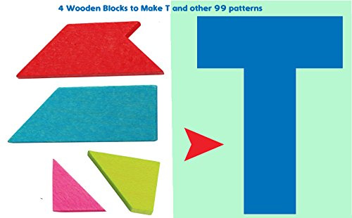 TOWO Holz-Tangram-T-Puzzle für Kinder – Musterblöcke geometrische Formen Montessori-Spielzeug Lernmaterialien – Reisespiele – Smart Brain Teaser IQ Logic Puzzle Strumpffüller Kinder Erwachsene
