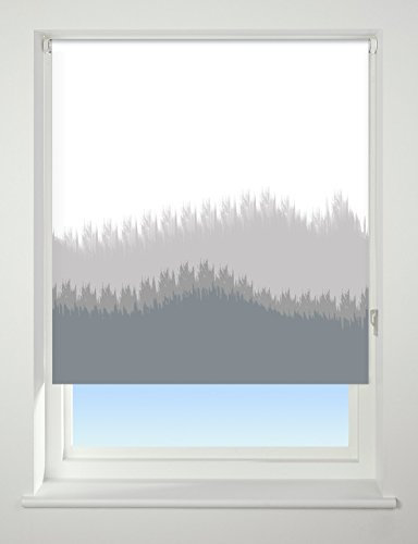 UNIVERSAL Blur Border Patterned Thermal Blackout Roller Blind, Grey, W120cm