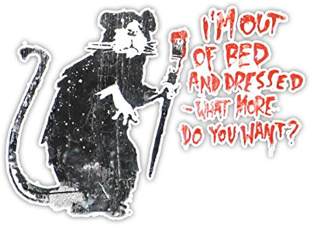 Banksy Out Of Bed Rat Design | Art Wand Graffiti Vinyl Aufkleber | Urban Art Fenster, Auto, Laptop Aufkleber - Large - 20x28cm