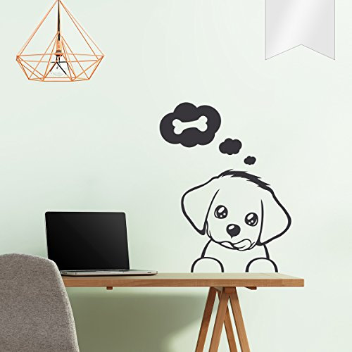 WANDKINGS Wandtattoo - Süßes Hündchen - 50 x 65 cm - Milchglasfolie - Wähle aus 5 Größen & 35 Farben