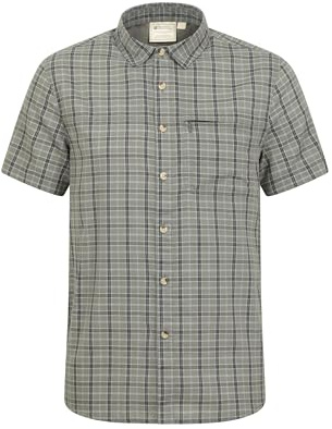Mountain Warehouse Holiday Mens Cotton Shirt - Easy Care Shirt, Lightweight Casual Shirt, Mesh Lining Top - Spring Summer, Travelling, Camping & Hiking Khaki XS