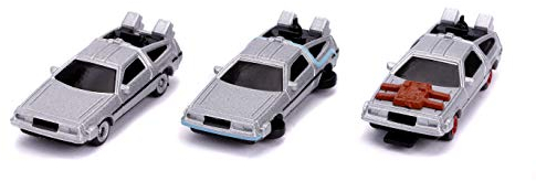 Jada - ZURÜCK IN DIE Zukunft Set 3 Verschiedene Mini-Automodelle 4 cm Delorean 1 2 3 Nano Blister NV-5 Back to The Future