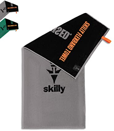 skilly FBT120 Fitness Handtuch I 120x50cm I Designed in Deutschland hergestellt in Portugal I Funktionshandtuch mit Antirutsch- Funktion aus hochwertiger Öko-Tex zertifizierter Baumwolle