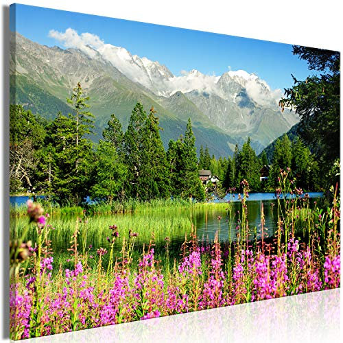 murando Quadro 120x80 cm 1 Pezzo - Stampa su Tela in TNT Tessuta XXL Grande - Quadri Moderni Soggiorno Grandi - Stampe da Parete Murale Arte Moderno Pittura - Paesaggio Alpi Montagna Lago c-B-0530-b-a