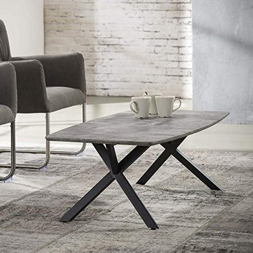 Beauty.Scouts Couchtisch Elima oval Betonoptik Stahlgestell 120x60x40cm (B/T/H) Wohnzimmertisch-B-Ware-Sale