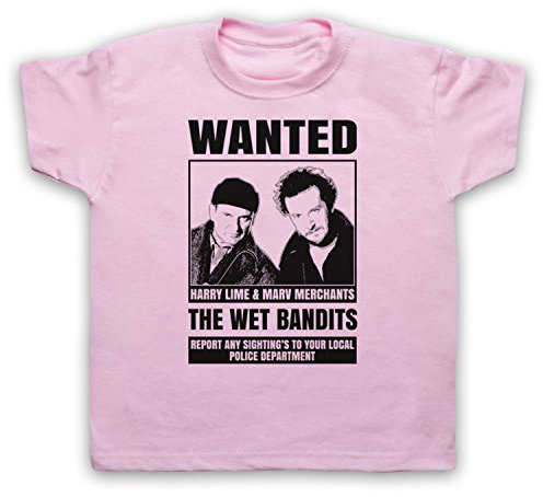 My Icon Art & Clothing Home The Wet Bandits Al Wanted Poster Kinder T-Shirt, Hellrosa, 3-4 Jahren