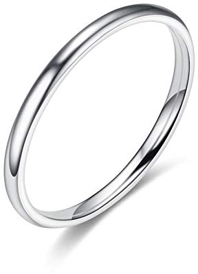 BlackAmazement 316L Edelstahl Ring Beisteckring 1,5mm schlicht Silber Rose Gold schwarz Damen (Silber, 55 (17.5))