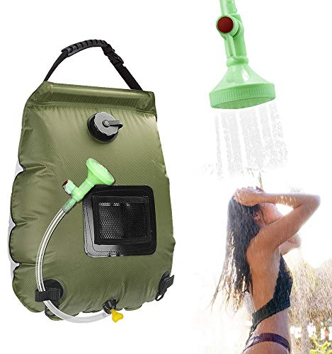 ASANMU Bolsa de Ducha Solar, 20L Bolsa de Ducha portátil Solar Bolsa de Ducha Viaje Ducha de Acampada Escalada Ducha Aire Libre Ducha con Manguera y Cabezal Acampar de Ducha para Camping/Senderismo