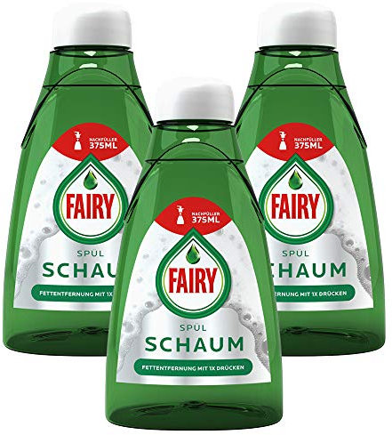 Fairy Lot de 3 flacons de recharge de liquide vaisselle, pour bouteille à pompe de 375 ml
