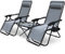 VOUNOT Set de 2 Tumbona Jardín Exterior Plegable con Mesa Auxiliar Portavasos, Silla Reclinable con Reposacabeza Extraíble, Carga Máxima 120KG, Gris
