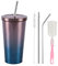 Nwvuop Stainless Steel Tumbler with Straw Double Walled Insulated Cup Travel Mug with Straw and Leak Proof Lid Reusable Coffee Cup Blue