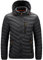 Winterjacke Herren Regular Fit Klassisch Mode Einfarbig Männer Steppjacke Winter Dünner Samt Warm Abnehmbarer Hut Outdoor Trend Winddicht Herren Daunenjacke A-Black XXL