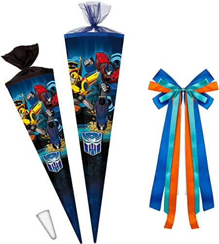 alles-meine.de GmbH Schultüte - Transformers - Light Speed 70-85 cm Größe wählbar Zubehör - passende kleine Deko Schultüten - Zuckertüte - Tüllabschluß/Filzabschluß - e..