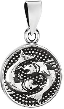 NKlaus 14,7mm Kettenanhänger Fische 925 Silber Horoskop Sternzeichen Zodiak Anhänger 3873