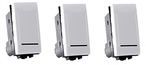 Vetrineinrete® Kit 3 interruttore unipolare compatibile con living light international air 1p 16a 250v (Silver)