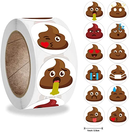 YKKJ Funny Poop Stickers,Kinder Aufkleber,500 Stück/Roll Party Dekorative Aufkleber Bastelarbeiten Sticker Belohnungsaufkleber für Party Gift Magazine Gift Office Lehrer Etikett