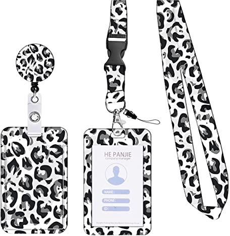 KHDULQ Lanyard Mit Kartenhülle, Kartenhülle Mit Band Id Card Holder Karten Schutzhülle Card Wallet (Leopard Print) Für Handy-Lanyards, Ausweise, Büro- Und Schulbedarf