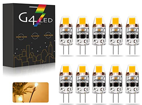 G4 LED Lampen, AC/DC 12-24V 2W Dimmbar G4 LED Birnen Warmes Weiß 3000K 180LM, Ersatz für 20W Halogenlampen, Kein Flackern, 10 Stück