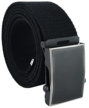 UPGRADE 3STYLE Gürtel mit verschiebbarer Schnalle im Militärstil, Schwarz Vintage 4 cm, 148 cm