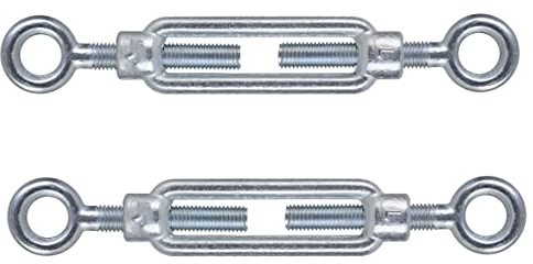 M12 X 125mm Eye & Eye Steel Turnbuckles Wire Tensioner Strainer Closed Hook Threaded Hook (Pack of 2)