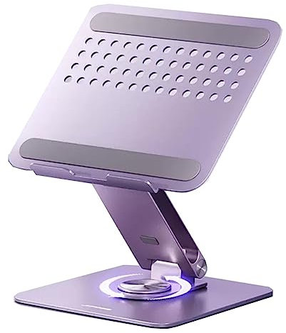 GIZNXBA Laptop Stand For Desk, Adjustable Laptop Riser With 360 Rotating Base, Ergonomic Foldable Computer Stand Holder For Laptop, Compatible With 9.7 To 17.5 Inch Devices (Color : /Purple)