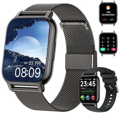 Narcid Smartwatch 1.85' Zoll mit Telefonfunktion,Fitnesstracker Sprachassistent/Message Reminder,Fitnessuhr Puls-Schlaf-Monitor,Fitnesstracker Schrittzähler für Damen Herren