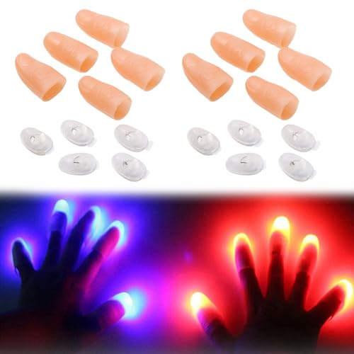 Magische Daumenlichter, Magic Thumb Light, Finger Light Magic, Magic Trick Finger schaltet Ihre Finger blinkend, leuchtende Lichter für Finger, Magic Finger Light für Party Bar Theatershow, 10 Stück