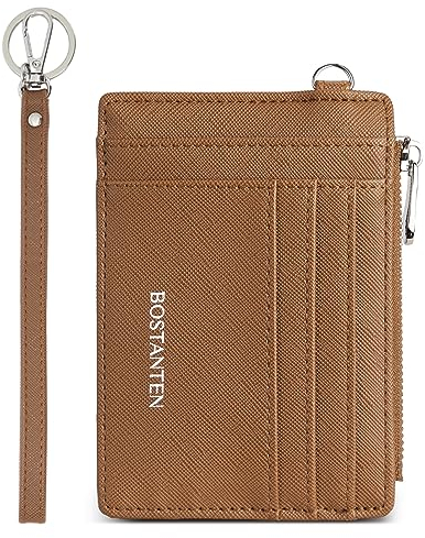 BOSTANTEN Petit portefeuille pour femme - En cuir synthétique - Protection RFID - Avec compartiment à monnaie - Mini porte-monnaie - Porte-cartes - Portefeuille fin, A01 marron, Minimaliste