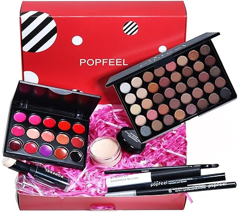 MKNZOME 9-teilig Makeup Set, Professional Makeup und Kosmetik Mit Lidschatten Palette, Lip Gloss, Eyeliner, Pinsel, Schminkset Frauen für Einen Perfekten Augen-Look