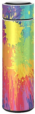 KAAVIYO Regenbogenfarbene Kunst Wasserflasche Edelstahl Trinkflasche Thermoflasche Thermoskanne Auslaufsichere Flasche