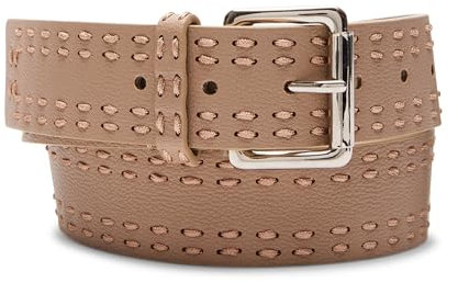 Steve Madden Damen Whipstitch und PU-Hosengürtel Gürtel, Taupe, L