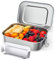 OITUGG Stainless Steel Lunch Box - 1400ml Metal Lunch Box for Adults, with 1pcs Removable Divider, Designed Snap-on Buckles and Silicone Ring Inside Lids, not Microwaves-Safe, Size 20 x 14 x 6.6 cm