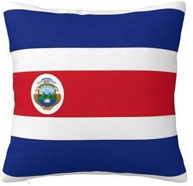 vacsAX Weiche und stilvolle Polyester-Kissenbezüge – praktischer versteckter Reißverschluss – perfekt für Sofas, Stühle und Costa Rica-Flagge