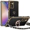 Coque avec Cordon pour Samsung Galaxy A54 5G, Coeur Motif Étui avec 360 Rotatif Anneau Support TPU Souple Silicone Housse Amovible Collier Téléphone Portable Lanyard Case, Noir