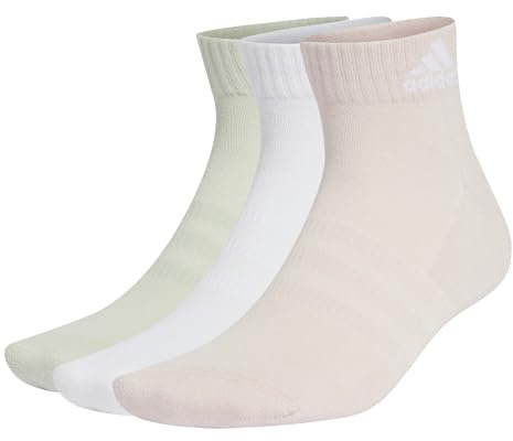adidas CUSHIONED SPORTSWEAR ANKLE SOCKS 3 PAIR PACK, Calze Unisex - Adulto, white/sandy pink/linen green