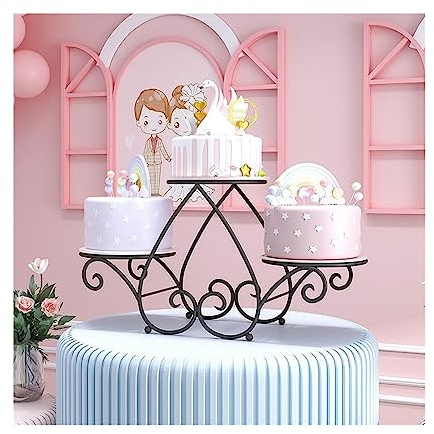 WAOCEO Tortenständer Europäisches Dobos-Torte-Display-Regal, Bäckerei-Display-Regal, Geburtstag, Hochzeit, Party, Dekoration, Tisch Tortenplatte (Color : Schwarz)