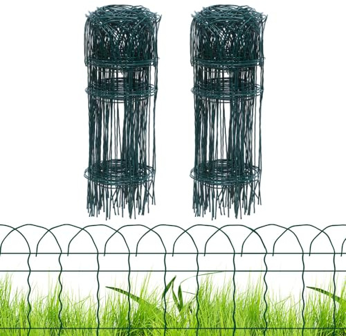 PROWORX Green Small Garden Fence Border Curve Wire Fencing 14”x40’(2 Rolls)
