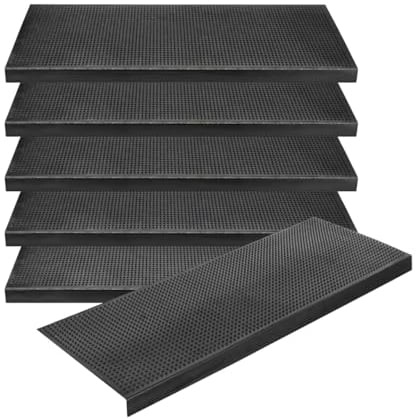 KARAT Stufenmatte aus Gummi - 5er Set - 25 x 75 cm - wetterfeste & Rutschhemmende Treppenstufen Matten - Gummistufenmatte für Außen - Treppenauflage - Antirutschmatte Santiago