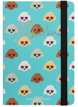 Legami - Agenda Settimanale 2024-2025, 18 Mesi Medium, Diario da Luglio 2024 a Dicembre 2025, a Tema Cane, Carta Certificata FSC, Chiusura con Elastico, Planner Mensile, 12 x 18 cm, Sky Blue Dogs