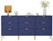 GOOBUY Cassettiera con 9 Cassetti, 150 x 34 x 74 cm, Credenza Moderna, Mobile per TV, Cassettiera Stretta, Buffet, Armadio per Soggiorno, Camera da letto, Corridoio, Blu