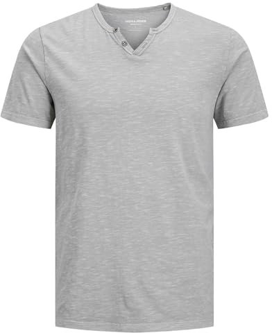 JACK & JONES Men's Jjesplit Neck Tee Ss Noos T-Shirt, Ultimate Grey, M