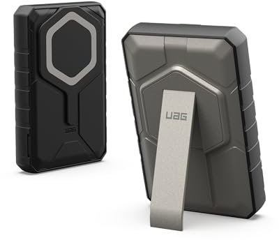 URBAN ARMOR GEAR UAG 10000mAh Power Bank SRGE 20W 2-Port USB-C USB Magnetic Wireless Portable Charger Fast Charging Battery Pack w/Kickstand Compatible with iPhone 16, Galaxy S25, Black/Titanium