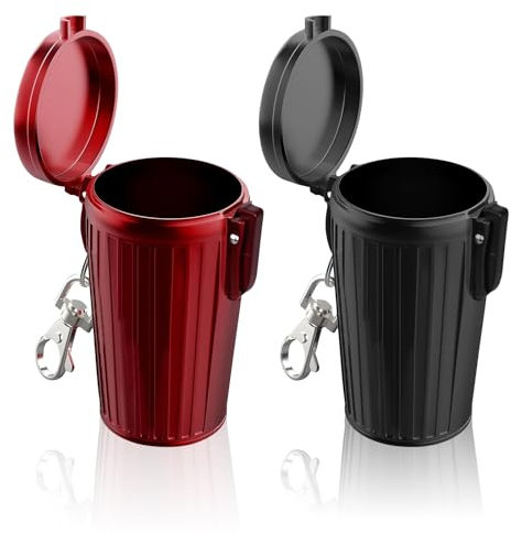 Taschenaschenbecher für Unterwegs,2 Stück Zigaretten Taschenascher Taschenaschenbecher Geruchsdicht mit Deckel und Schlüsselring, Tragbarer Mini Aschenbecher für unterwegs Camping Reisen